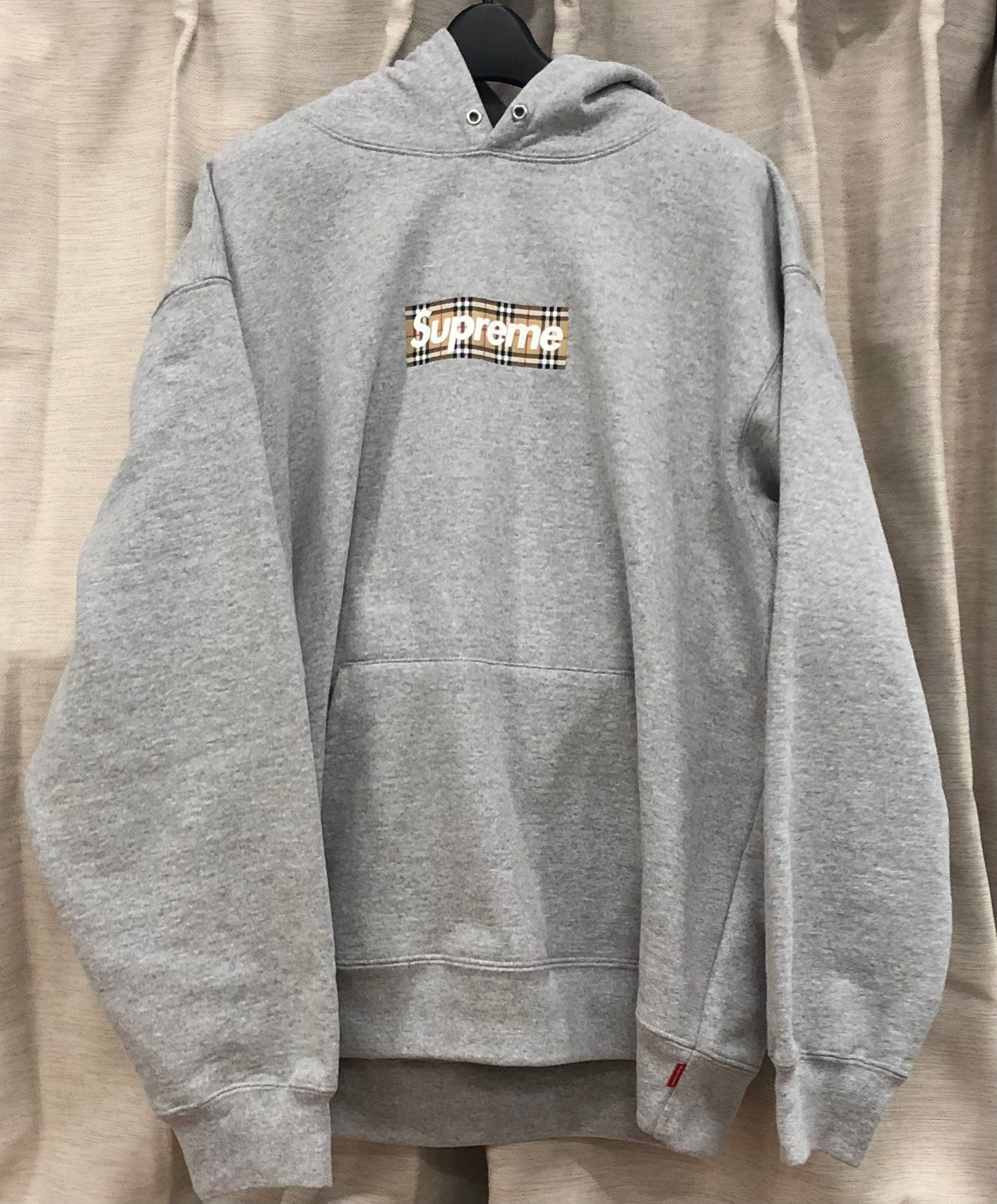 Supreme / Burberry Box Logo Hooded Sweatshirt "Heather Grey"