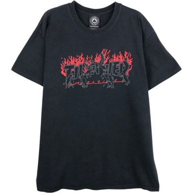 古着 スラッシャー THRASHER ファイヤーパターン サーフ スケートTシャツ メンズL相当/eaa662604