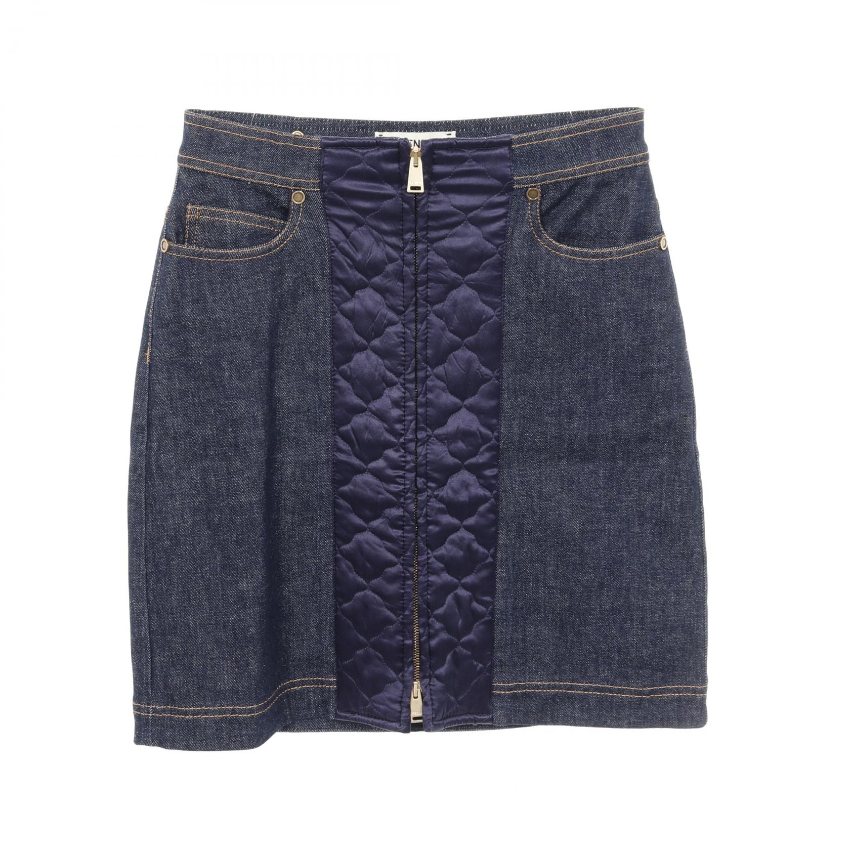 フェンディ FENDI スカート 衣料品 ボトムス コットン レディース ネイビー系 【中古】