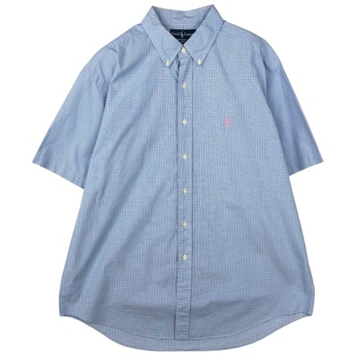 古着 ラルフローレン Ralph Lauren CLASSIC FIT クラシックフィット 半袖 ボタンダウン チェックシャツ メンズXL相当/eaa644826
