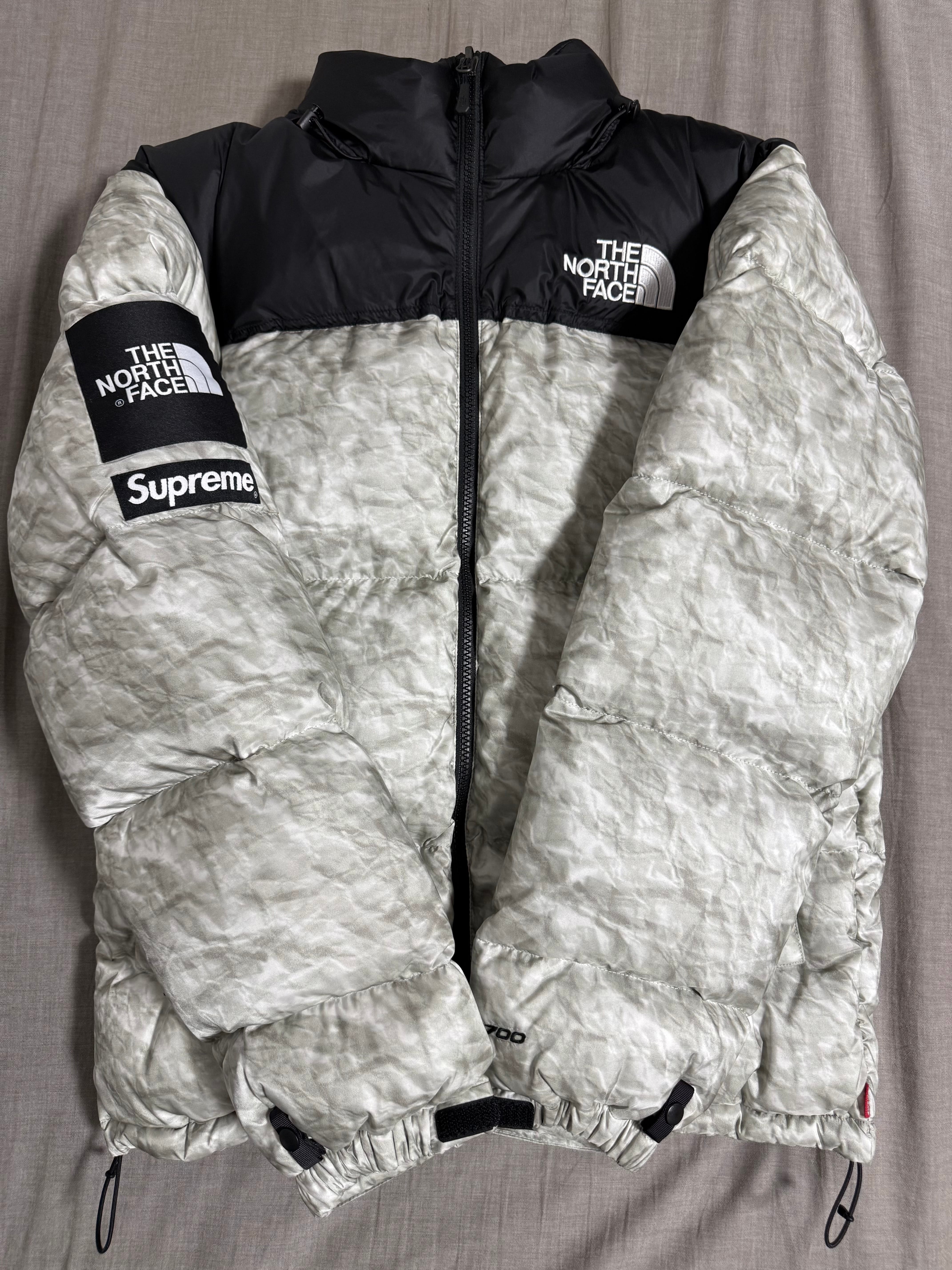 Supreme x The North Face Nuptse Jacket "White Paper Print"