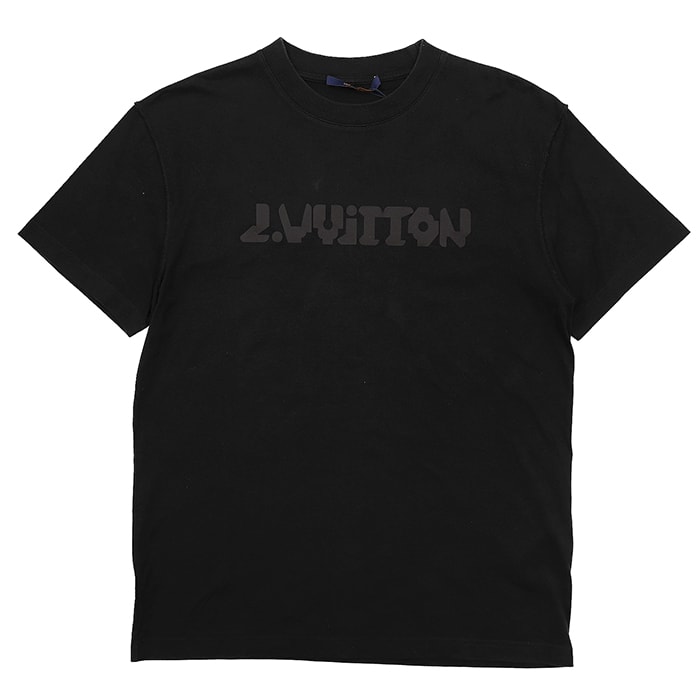 LOUIS VUITTON ルイ・ヴィトン 半袖Tシャツ サイズ S メンズ 2022年製 RM221M テルモヒートリアクティブプリント ロゴ インサイドアウト トップス ブラック 黒 イタリア製