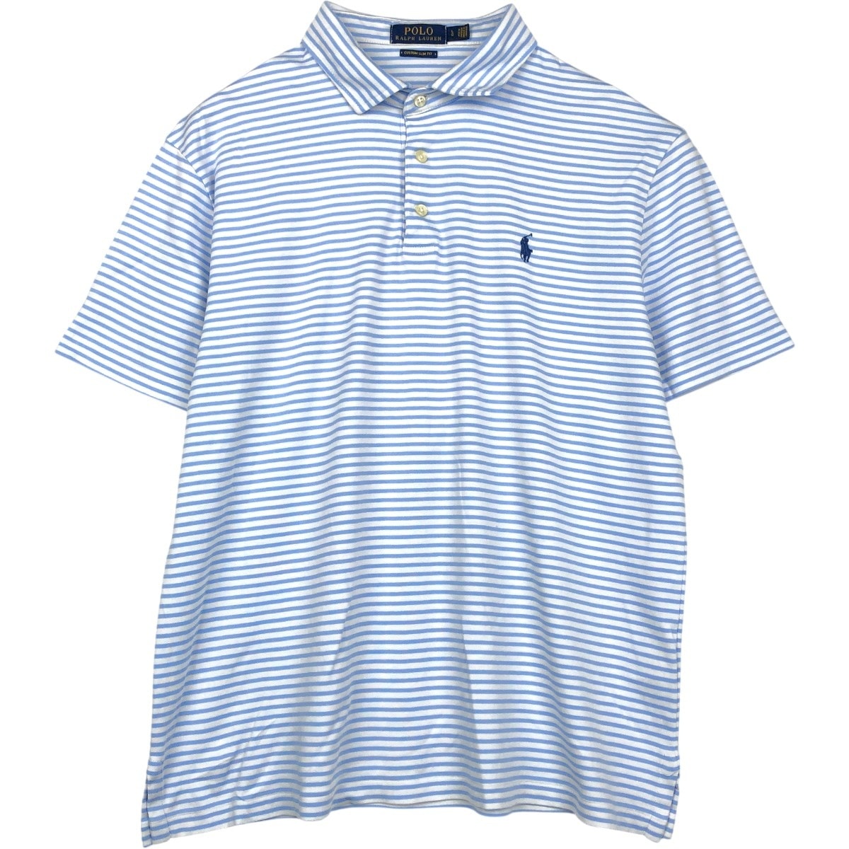 古着 ラルフローレン Ralph Lauren POLO RALPH LAUREN CUSTOM SLIM FIT 半袖 ボーダー ポロシャツ メンズL相当/eaa656507