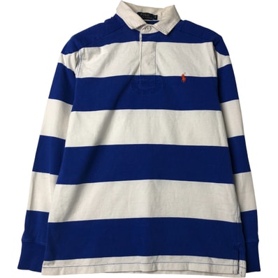 古着 ラルフローレン Ralph Lauren POLO RALPH LAUREN CUSTOM FIT ボーダー柄 長袖 ラガーシャツ メンズM相当/eaa615146