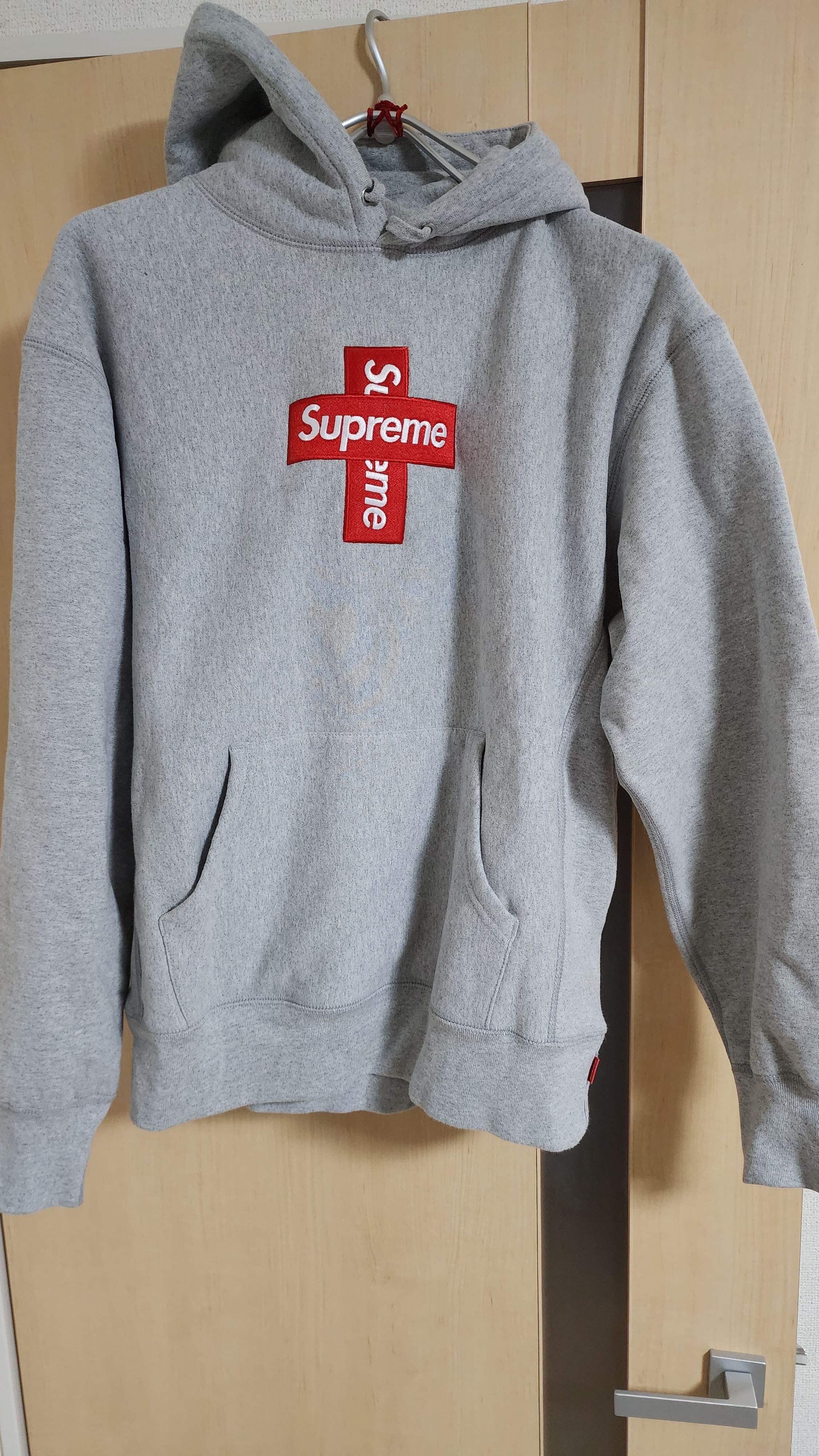 Supreme Cross Box Logo Hooded Sweatshirt "Grey"