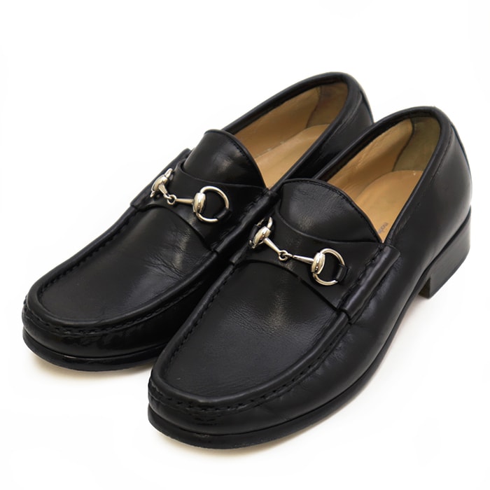 SALE【美品】GUCCI グッチ ローファー サイズ 6 1/2 レディース ホースビットレザー シルバー金具 100 0255 シューズ 靴 ブラック 黒 イタリア製【中古】