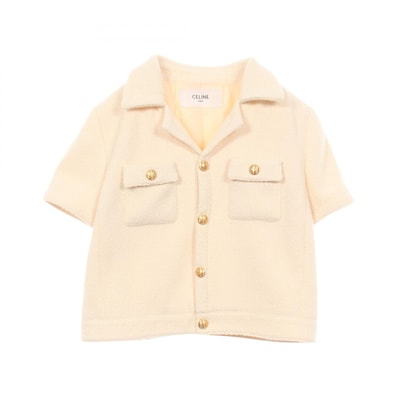 セリーヌ CELINE ツイード 半袖 衣料品 アウター ウール レディース アイボリー系 【中古】