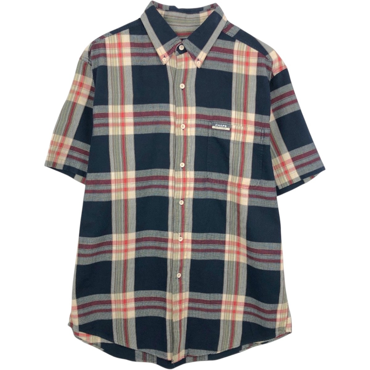 古着 ラルフローレン Ralph Lauren CHAPS チャップス 半袖 ボタンダウン チェックシャツ メンズM相当/eaa668594