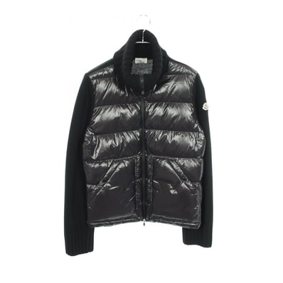 モンクレール MONCLER ニット カーディガン 切替 ダウンジャケット 衣料品 アウター ウール ナイロン メンズ ブラック系 【中古】