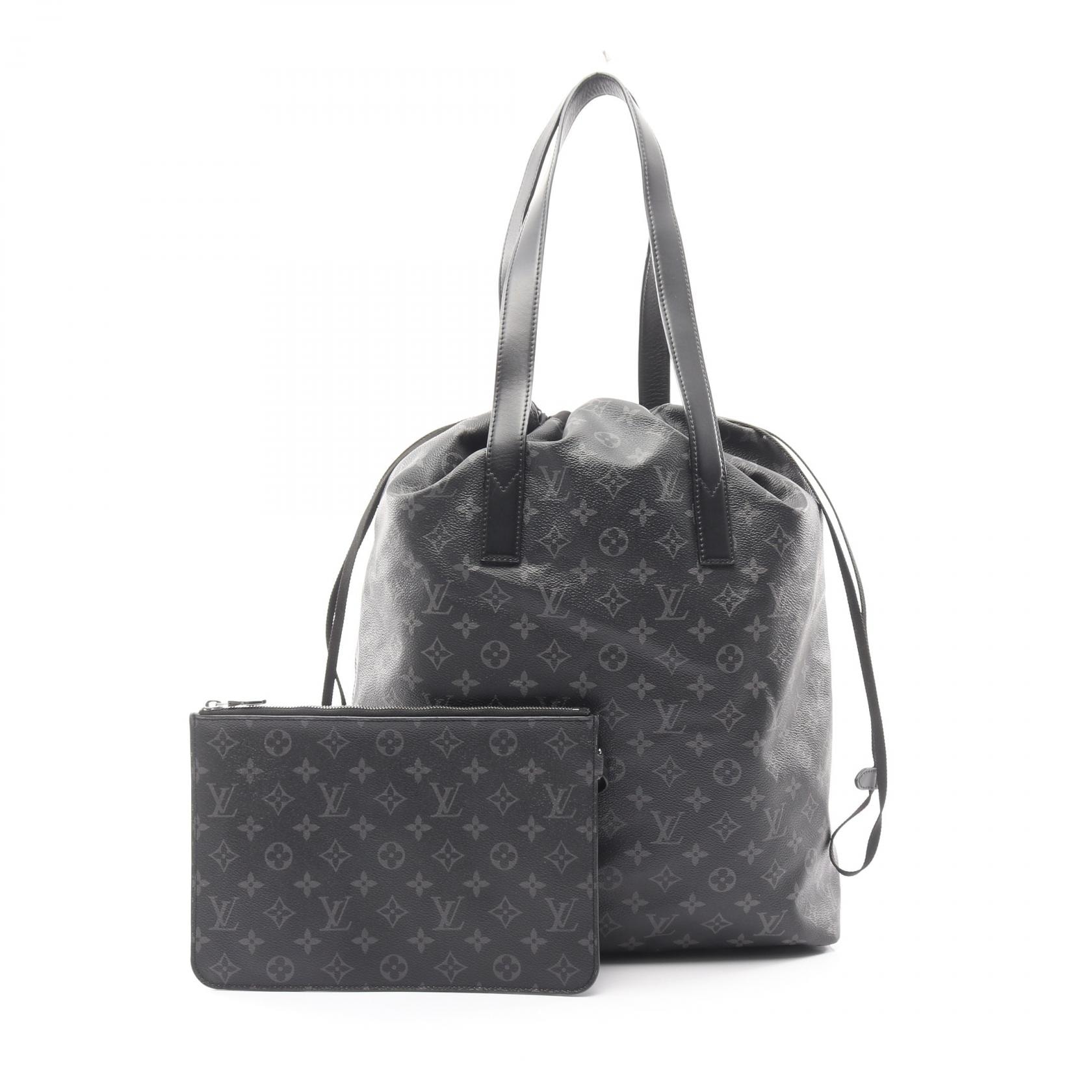 ルイ・ヴィトン LOUIS VUITTON カバ ライト トートバッグ バッグ PVCコーティングキャンバス レザー モノグラム・エクリプス メンズ ブラック系 M44228 【中古】