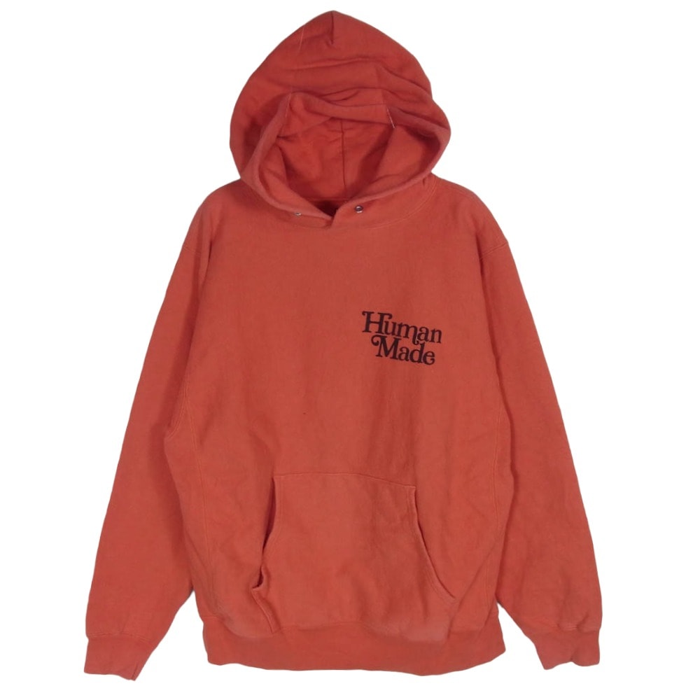 HUMAN MADE ヒューマンメイド パーカー LOGO HOODIE フロント バック ロゴ プリント プルオーバー パーカー フーディー レッド系 L【中古】
