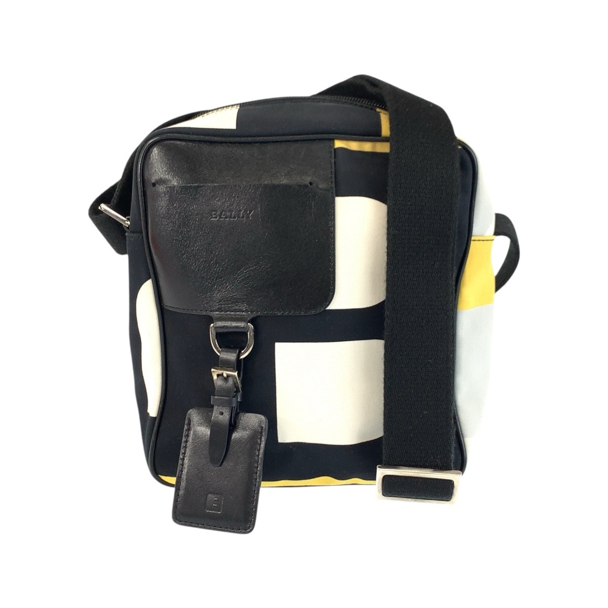 BALLY バリー ビジーB ブラック イエロー グレー シルバー金具 レザー キャンバス/ ショルダーバッグ ポシェット 600748 【中古】