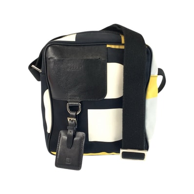 BALLY バリー ビジーB ブラック イエロー グレー シルバー金具 レザー キャンバス/ ショルダーバッグ ポシェット 600748 【中古】