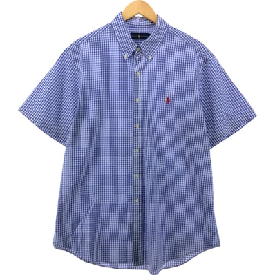 古着 ラルフローレン Ralph Lauren ギンガムチェック 半袖 ボタンダウン チェックシャツ メンズXL相当/eaa552704