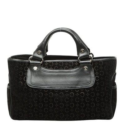 セリーヌ Cマカダム ブギーバッグ ハンドバッグ ブラック スウェード レザー レディース CELINE 【中古】
