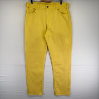 古着 リーバイス Levi's USA製 デニム パンツ デニムパンツ 505 ジップ 5ポケット Gパン カラーデニム W38 L34 イエロー系 メンズ