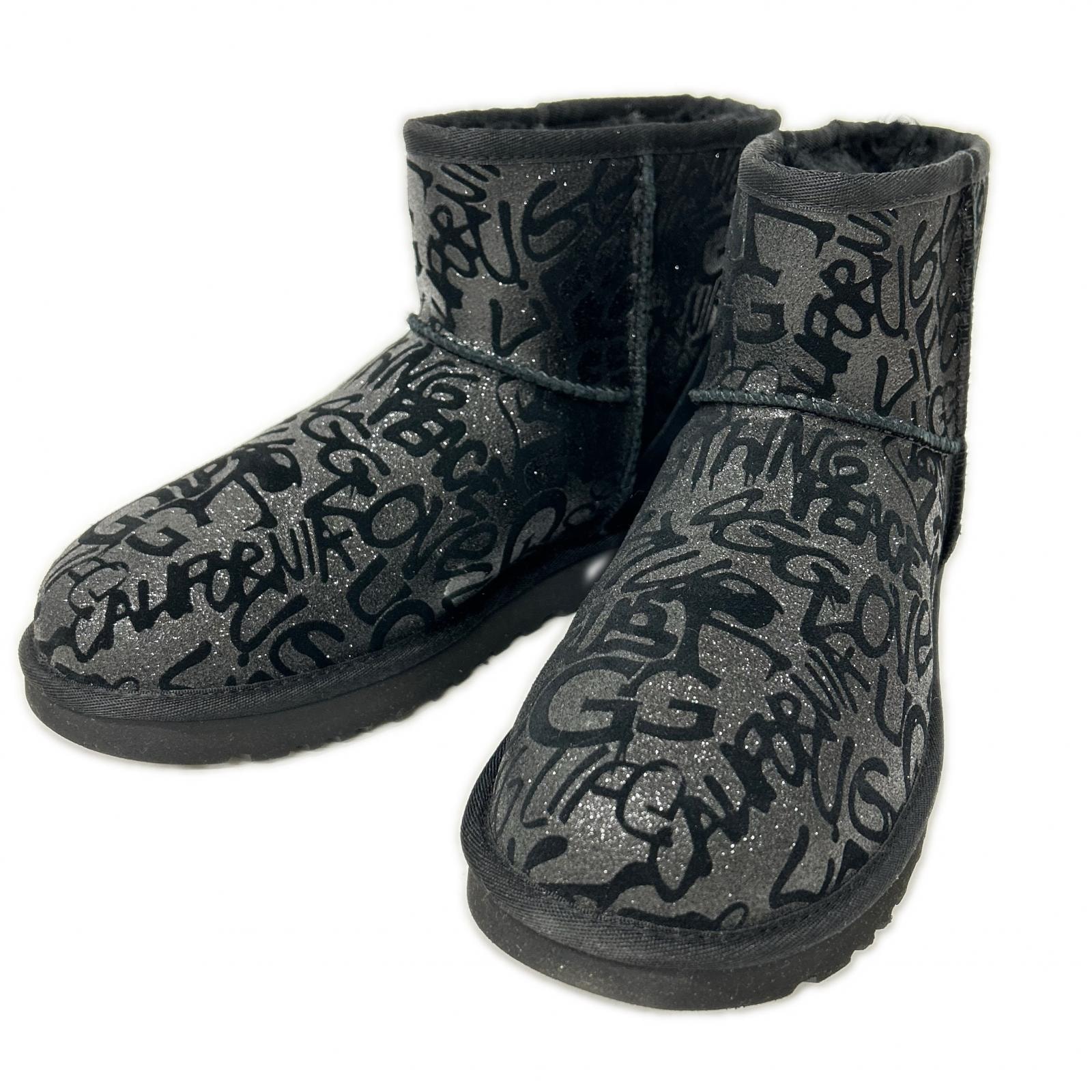 アグ 【新品同様】1107034 W CLASSIC MINI SPARKLE GRAFFITI BOOT グラフィックラメ ムートンブーツ US9