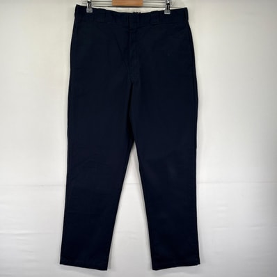古着 ディッキーズ Dickies パンツ チノパン ストレート ジッパーフライ スラックス 874 センタープレス W36 L34 ネイビー系 メンズ