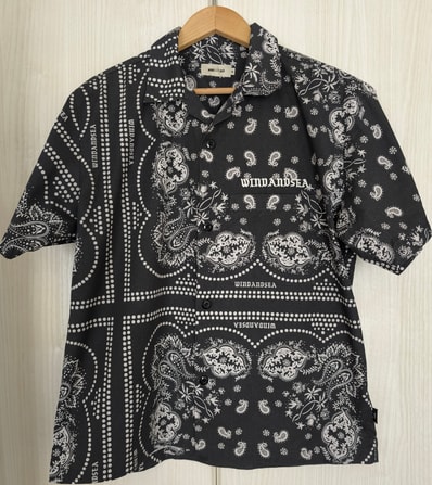 WIND AND SEA Black Bandana Open Collar Shirt "Black"