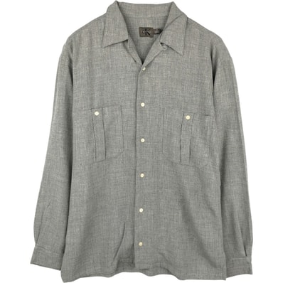 古着 カルバンクライン Calvin klein 長袖 オープンカラーシャツ ボックスシャツ メンズS相当/eaa676863