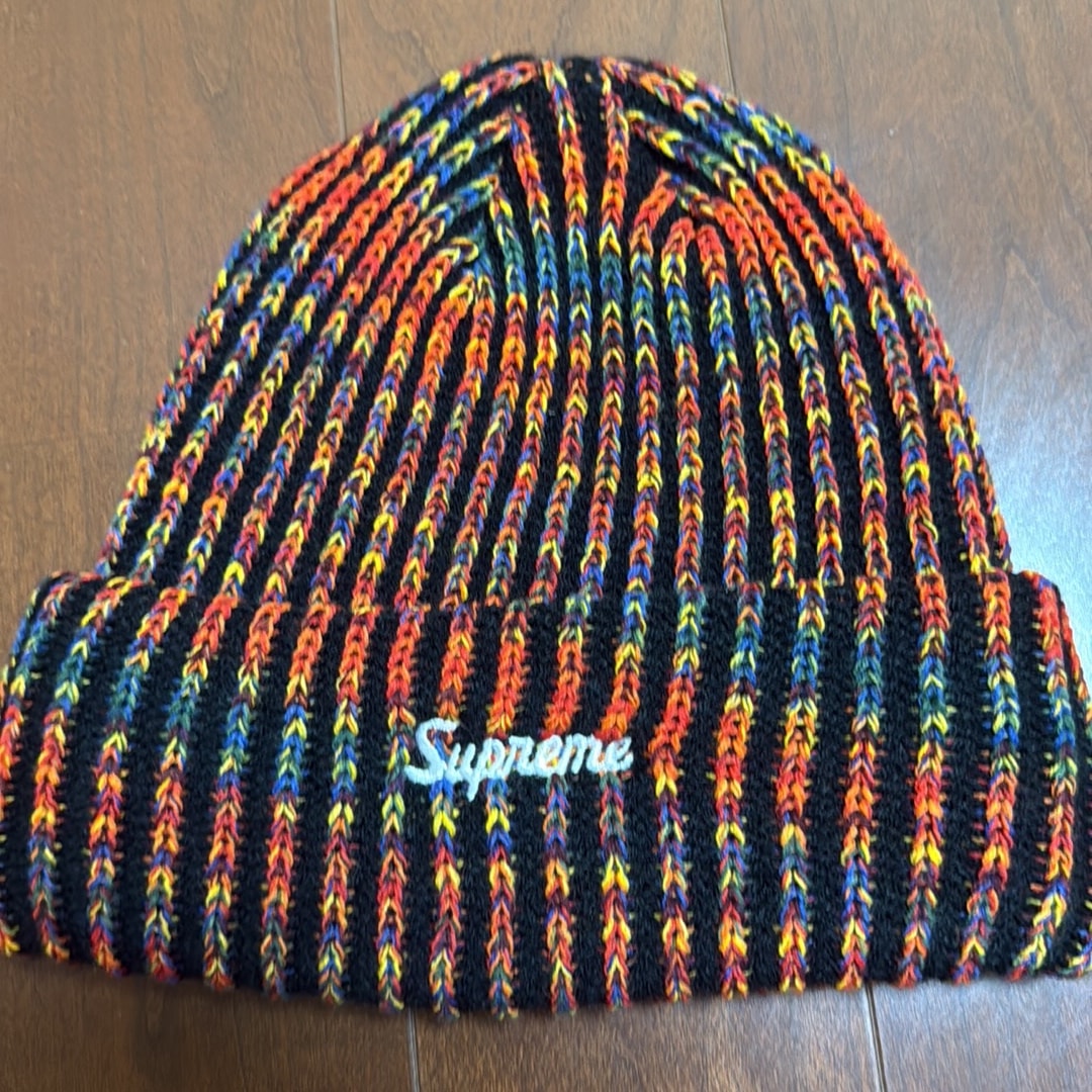 Supreme Rainbow Loose Gauge Beanie "Black"