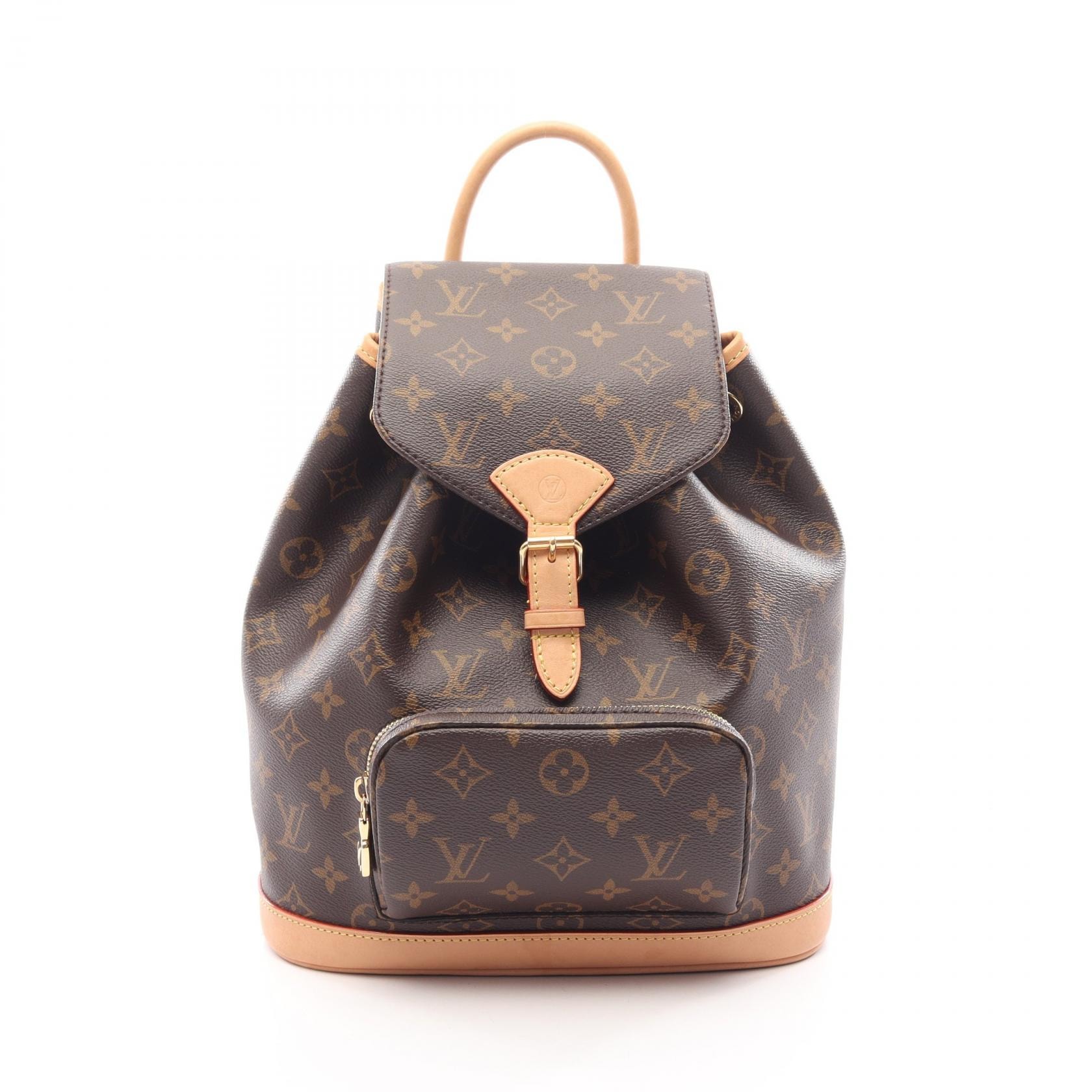 ルイ・ヴィトン LOUIS VUITTON モンスリPM モノグラム リュックサック バックパック バッグ PVCコーティングキャンバス レザー レディース ブラウン系 M11198 【中古】