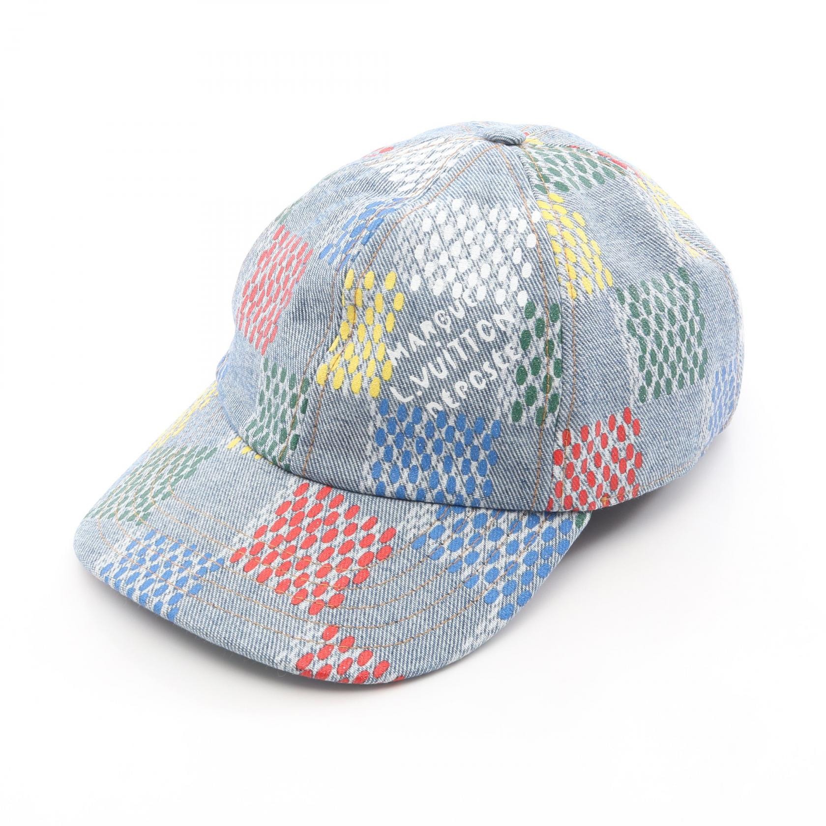 ルイ・ヴィトン LOUIS VUITTON LV バーズ ダミエ キャップ 帽子 コットン メンズ ブルー系 / マルチカラー M5048L 【中古】