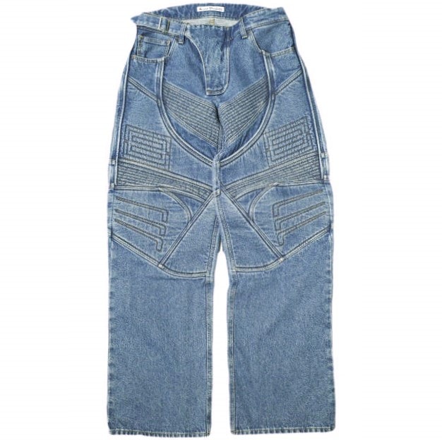 新品 Acne Studios アクネストゥディオズ 24SS イタリア製 DENIM BIKER TROUSERS デニムバイカートラウザーズ FN-MN-TROU000973 44 MID BLUE 定価183,700円 ジーンズ パンツ ジップフライ