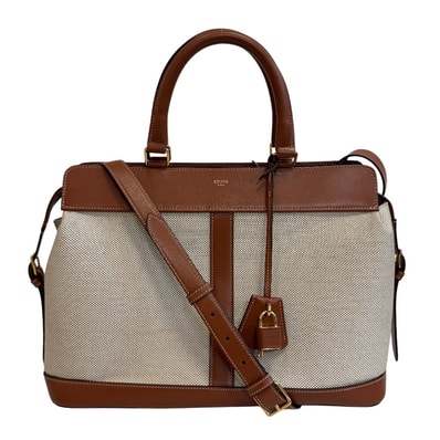 セリーヌ CELINE ショルダーバッグ カバドフランス 2way ハンド レザー切替 ベージュ