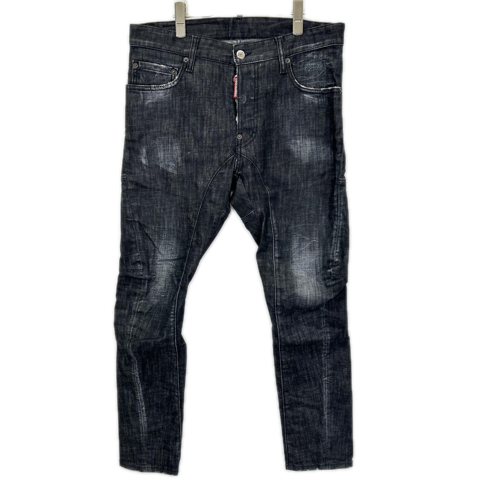 ディースクエアード 23年製 S74LB1226 ブラック ボタンフライ  TIDY BIKER JEANデニムパンツ 46