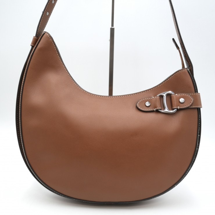 LAUREN RALPH LAUREN(ローレン ラルフローレン)Tasha ラージ ショルダーバッグ レザー ブラウン シルバー金具 レディース 【中古】