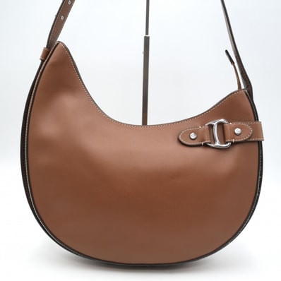 LAUREN RALPH LAUREN(ローレン ラルフローレン)Tasha ラージ ショルダーバッグ レザー ブラウン シルバー金具 レディース 【中古】