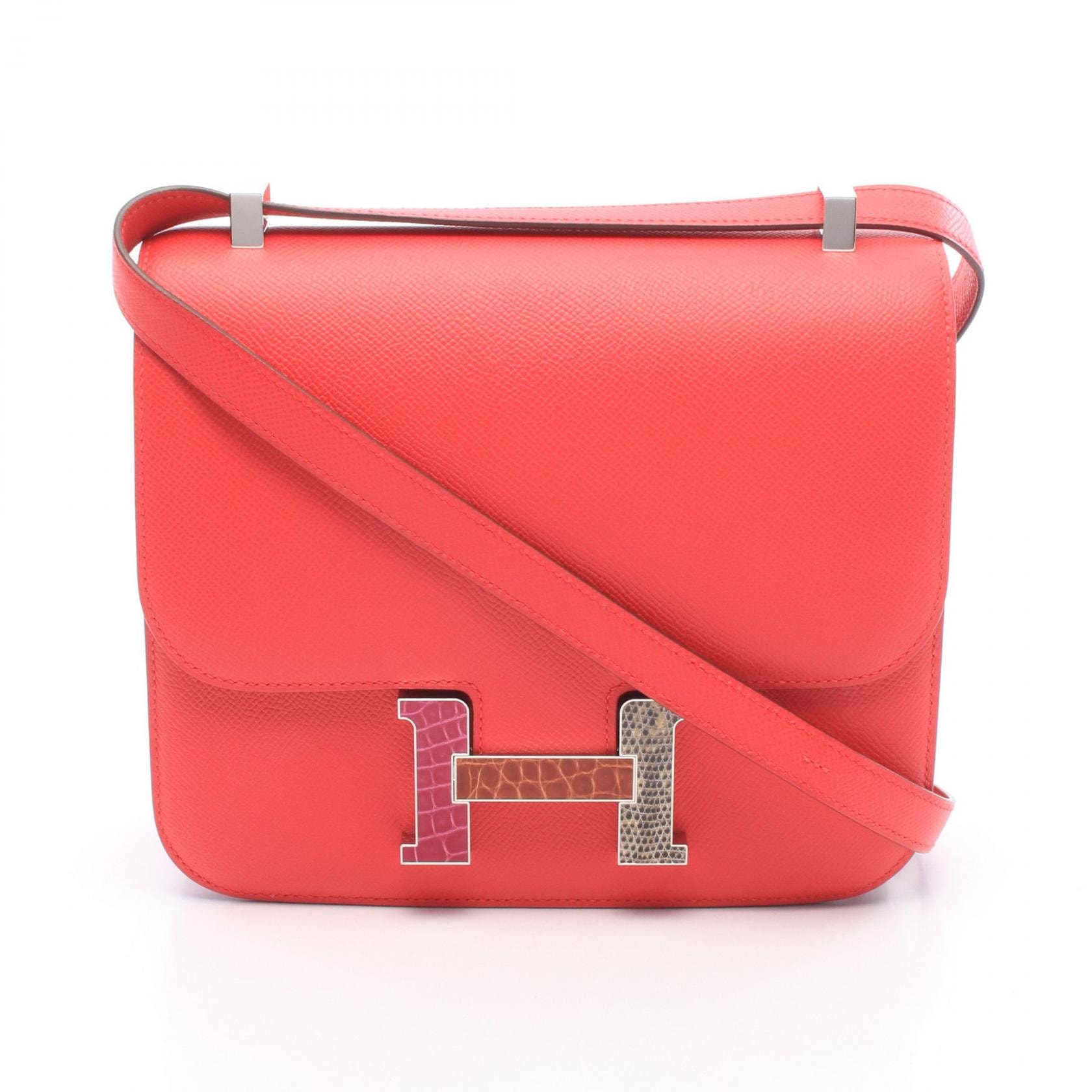 エルメス HERMES コンスタンス3 24 ローズエクストリーム ショルダーバッグ バッグ エキゾチックレザー ヴォーエプソン / アリゲーターリセ ヴォーエプソン ピンク Z刻印(2021年製造) レディース ピンク系 /