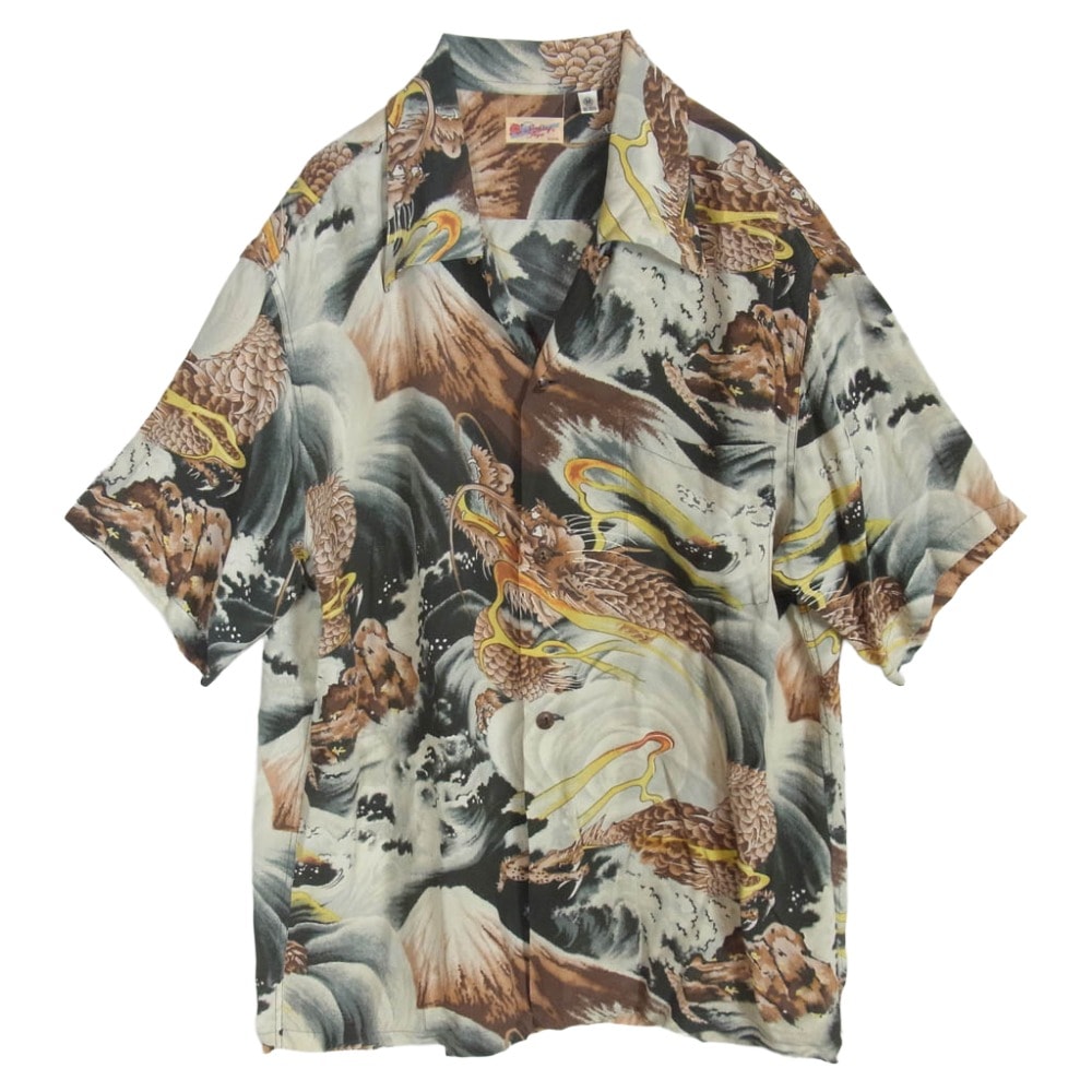 SUN SURF サンサーフ SS32162 龍柄 アロハシャツ 半袖 シャツ グレー系 M【中古】