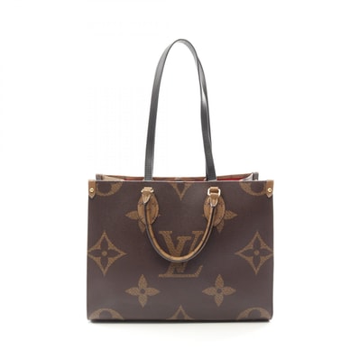 ルイ・ヴィトン LOUIS VUITTON オンザゴーMM モノグラムジャイアント リバース 2WAY トートバッグ バッグ PVCコーティングキャンバス レザー モノグラム・ジャイアントリバース ベージュ レディース ブラウン系