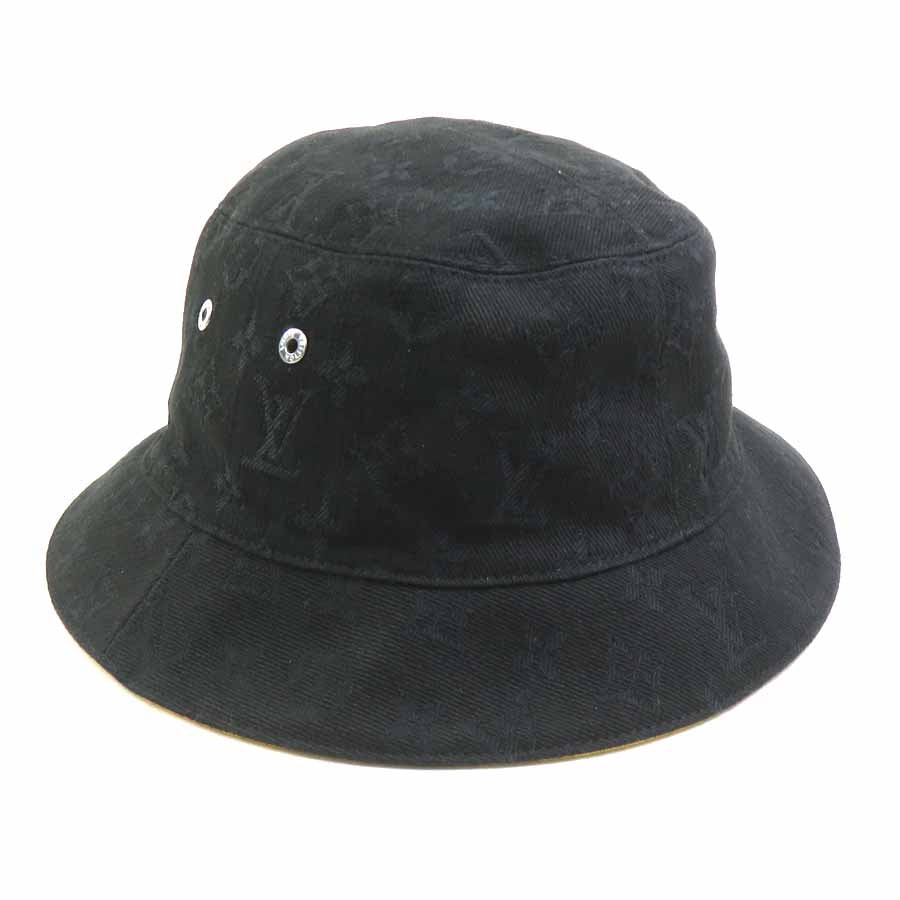 ルイ ヴィトン LOUIS VUITTON ハット モノグラム コットン/ポリエステル ブラック×イエロー ユニセックス【中古】 h31849k