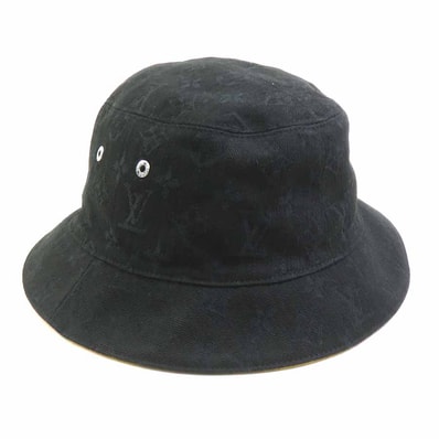 ルイ ヴィトン LOUIS VUITTON ハット モノグラム コットン/ポリエステル ブラック×イエロー ユニセックス【中古】 h31849k
