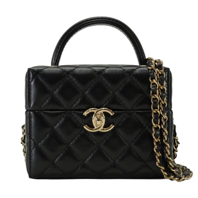 2025年秋冬 CHANEL シャネル ショルダーバッグ チェーンクラッチ マトラッセ ココマーク ハンドル付 スモール ヴァニティ スクエアボックス 黒 (ブラック) ラムスキン シャンパンゴールド金具 AP4759 新品未使用
