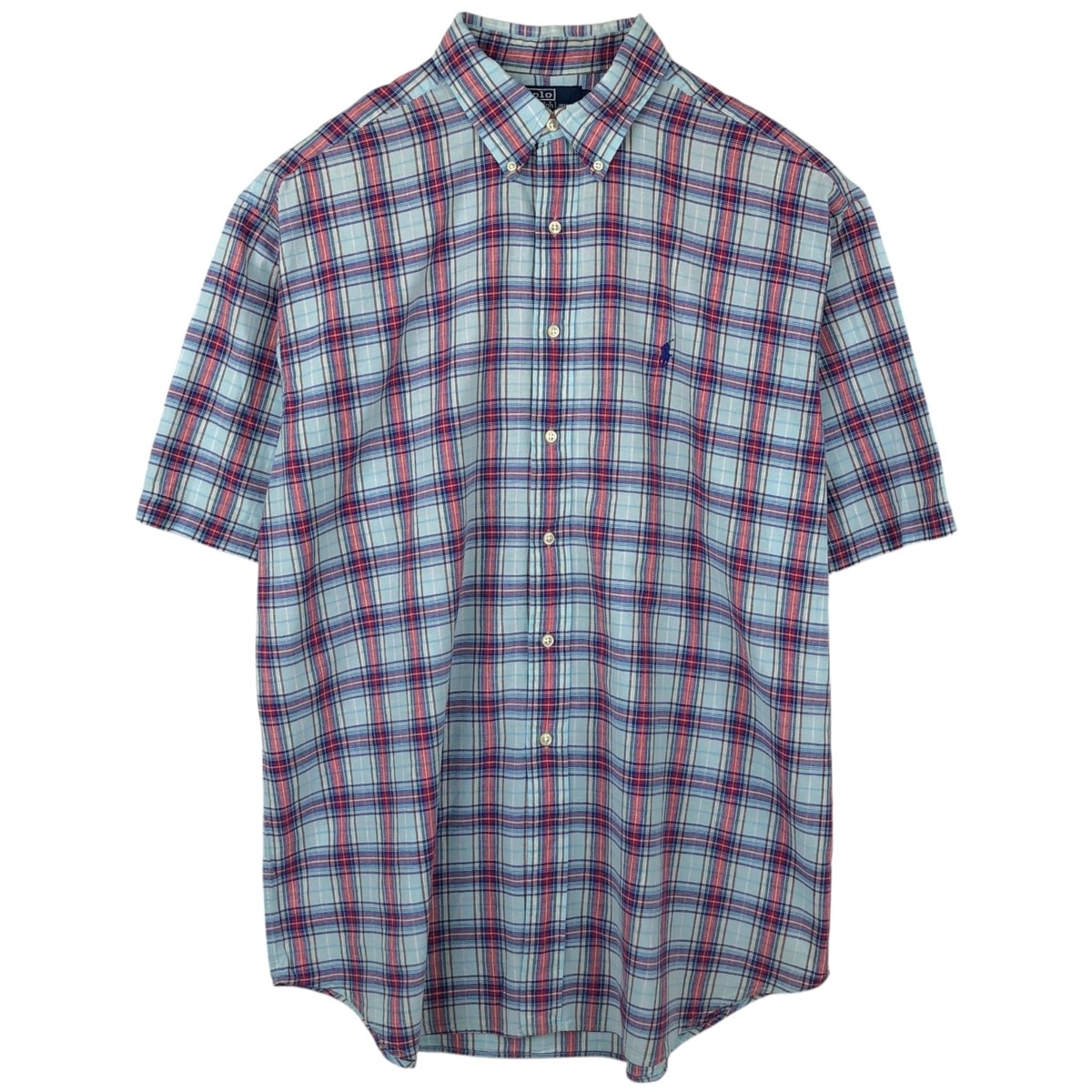 古着 ラルフローレン Ralph Lauren POLO by Ralph Lauren BLAKE 半袖 ボタンダウン チェックシャツ メンズXL相当/eaa660538