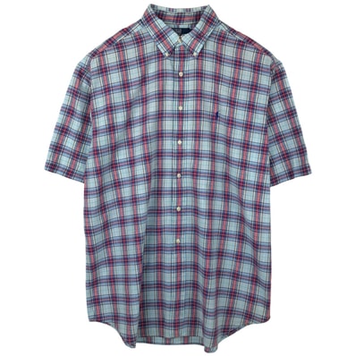 古着 ラルフローレン Ralph Lauren POLO by Ralph Lauren BLAKE 半袖 ボタンダウン チェックシャツ メンズXL相当/eaa660538