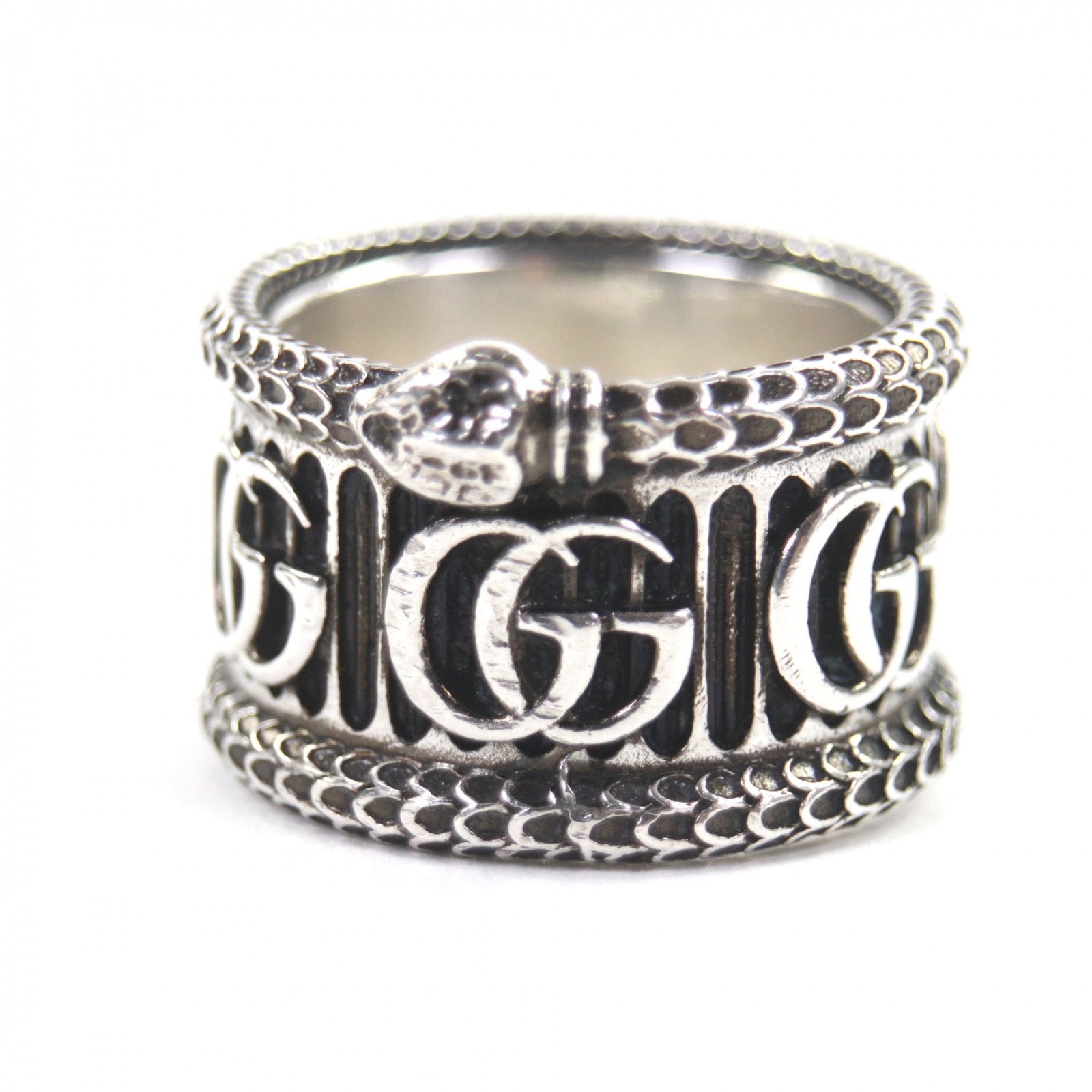 美品 グッチ リング・指輪 スネーク ダブルG シルバー メンズ 14 日本サイズ14号相当