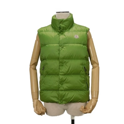 MONCLER モンクレール ジード 0 ロゴ ワッペン ジレ ボタン ファスナー ペッパージャパン ナイロン ラトグリーン ダウンベスト 43330 50 68959