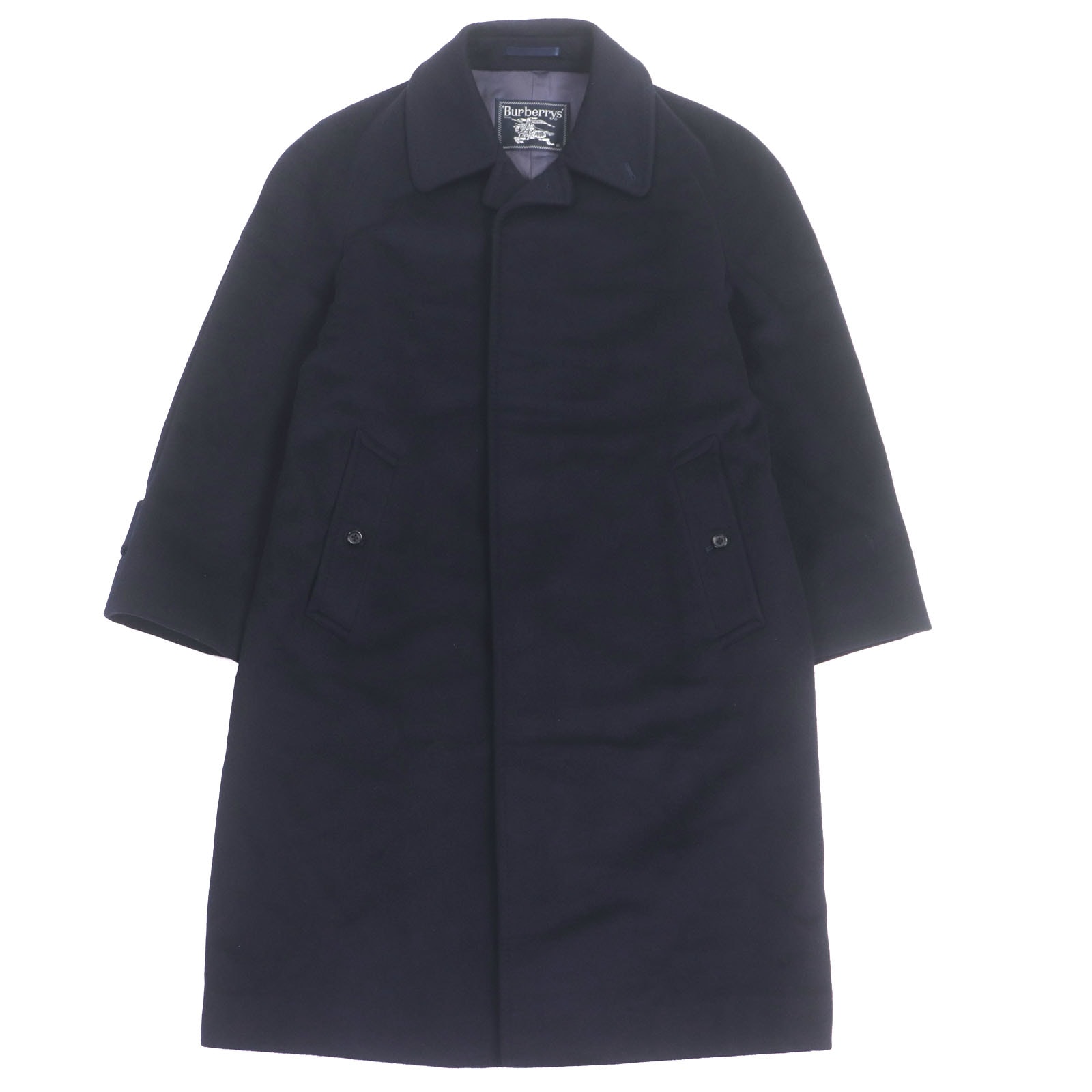 極美品 バーバリー ステンカラーコート ネイビー メンズ