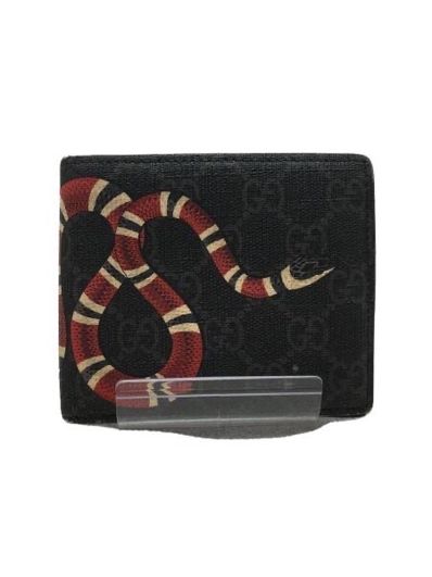 GUCCI Kingsnake Print GG Supreme Coin Wallet "Black"