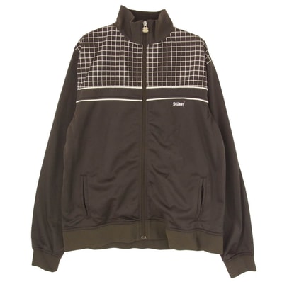 STUSSY ステューシー ジャケット 00s OLD STUSSY スクエアデザイン SSロゴ ジップ トラック ジャケット ブラウン系 MD【中古】