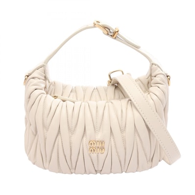 ミュウ ミュウ Miu Miu MATELASSE'MIU マテラッセ 2WAY ハンドバッグ バッグ レザー レディース ホワイト系 5NE026 【中古】
