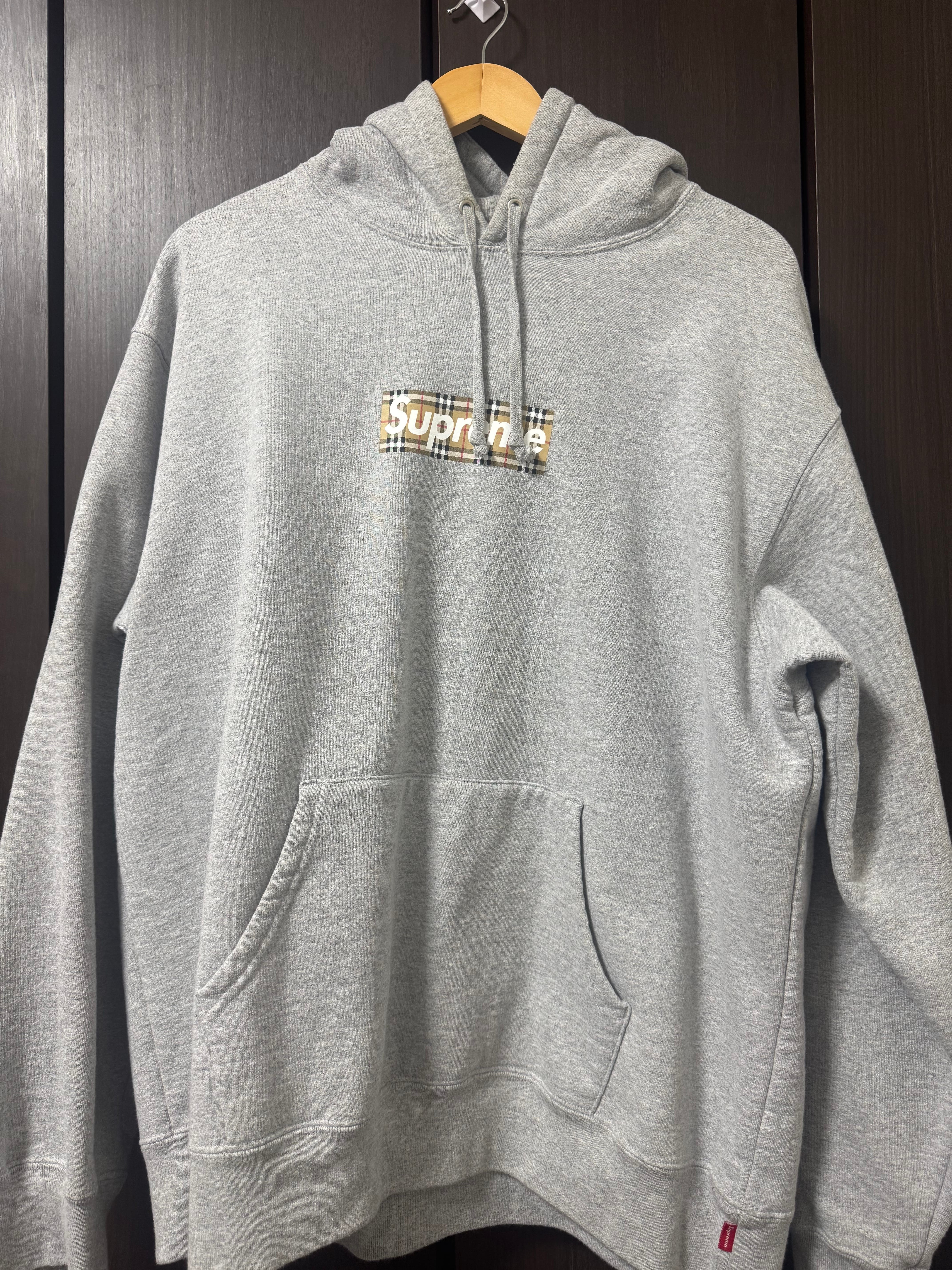 Supreme / Burberry Box Logo Hooded Sweatshirt "Heather Grey"