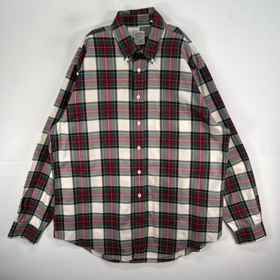 古着 ブルックスブラザーズ Brooks Brothers 長袖シャツ チェック 胸ポケ ボタンダウン L レッド系 マルチカラー メンズ