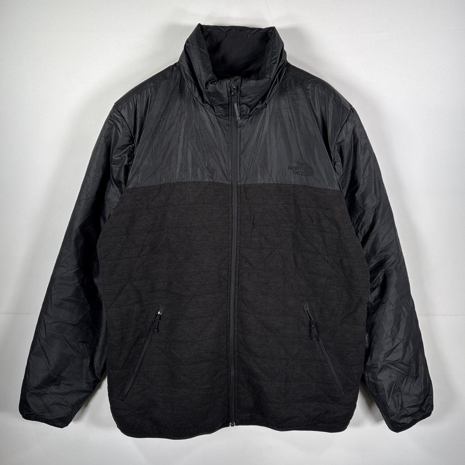 古着 ザ・ノースフェイス THE NORTH FACE 中綿ジャケット ナイロン切り替え ワンポイント刺繍ロゴ XL ブラック メンズ
