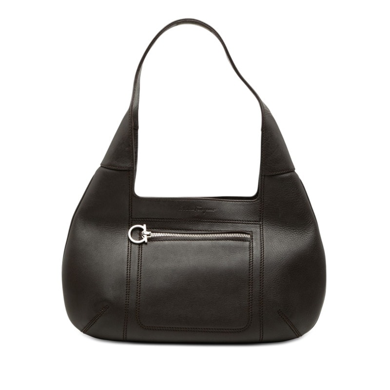 サルヴァトーレフェラガモ ガンチーニ ワンショルダーバッグ ハンドバッグ ブラウン レザー レディース Salvatore Ferragamo 【中古】
